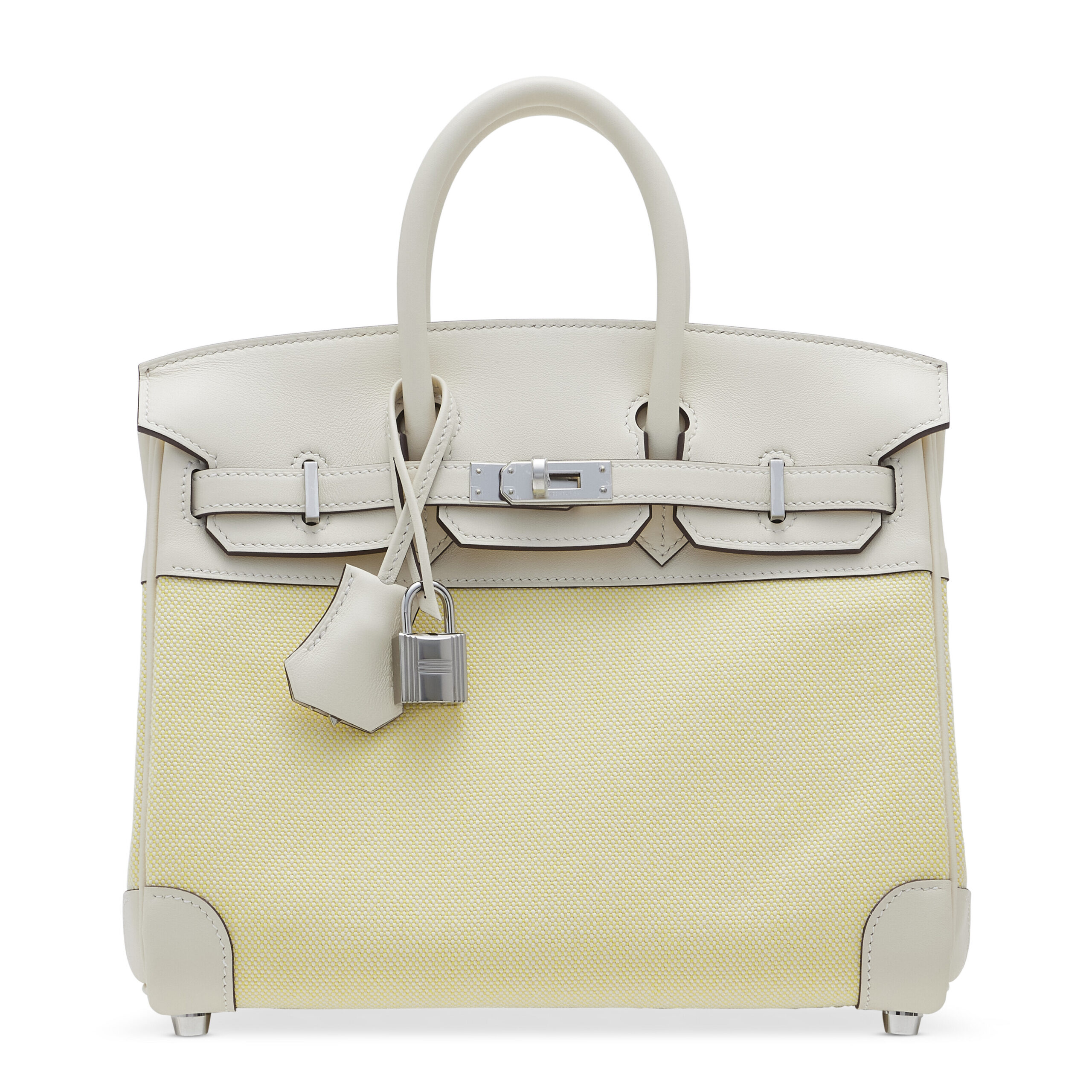 A LIMITED EDITION NATA SWIFT LEATHER & JAUNE CITRON TOILE H BIRKIN 25 WITH PALLADIUM HARDWARE - Image 2