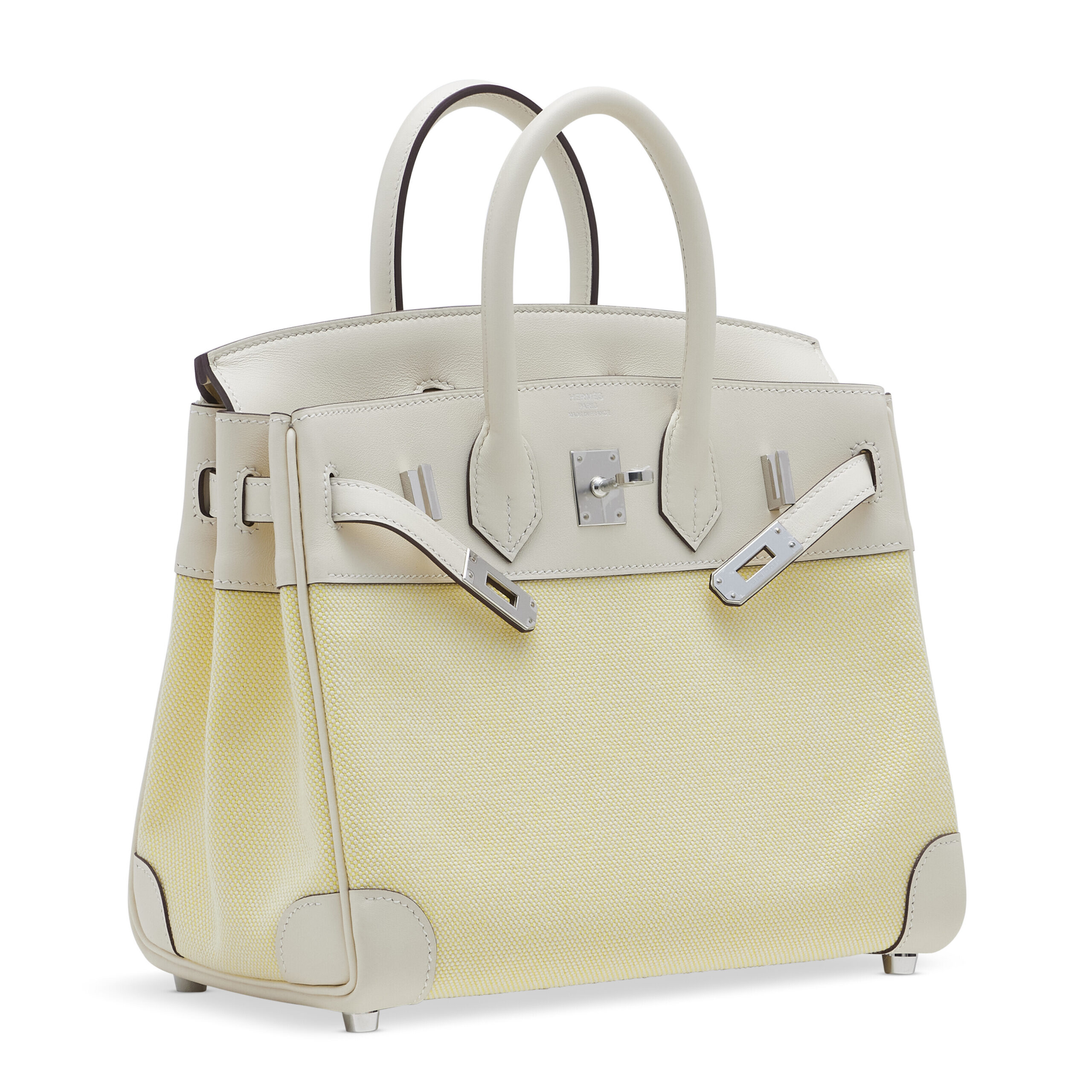 A LIMITED EDITION NATA SWIFT LEATHER & JAUNE CITRON TOILE H BIRKIN 25 WITH PALLADIUM HARDWARE - Image 3