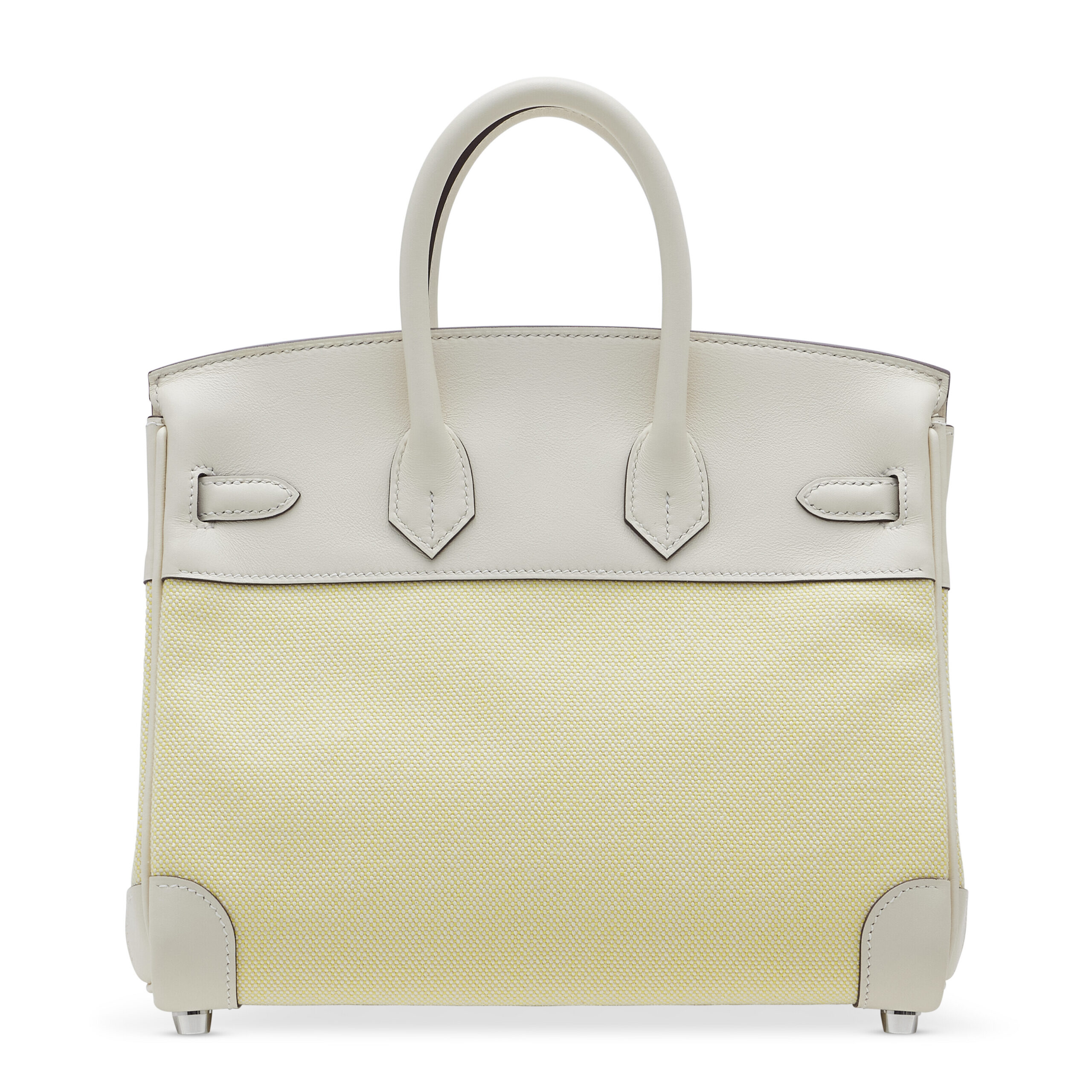 A LIMITED EDITION NATA SWIFT LEATHER & JAUNE CITRON TOILE H BIRKIN 25 WITH PALLADIUM HARDWARE - Image 4