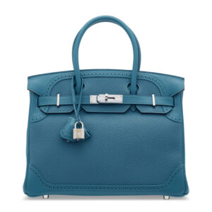 A LIMITED EDITION TURQUOISE TOGO & SWIFT LEATHER GHILLIES BIRKIN 30 WITH PALLADIUM HARDWARE