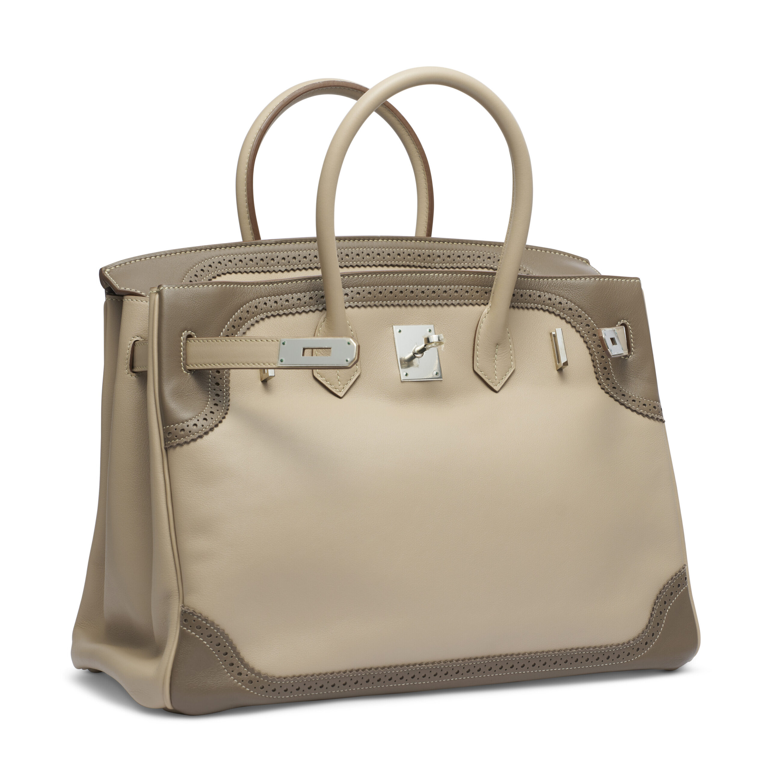 A LIMITED EDITION ARGILE & ÉTOUPE SWIFT LEATHER GHILLIES BIRKIN 35 WITH PALLADIUM HARDWARE 2 A LIMITED EDITION ARGILE & ÉTOUPE SWIFT LEATHER GHILLIES BIRKIN 35 WITH PALLADIUM HARDWARE - Image 2