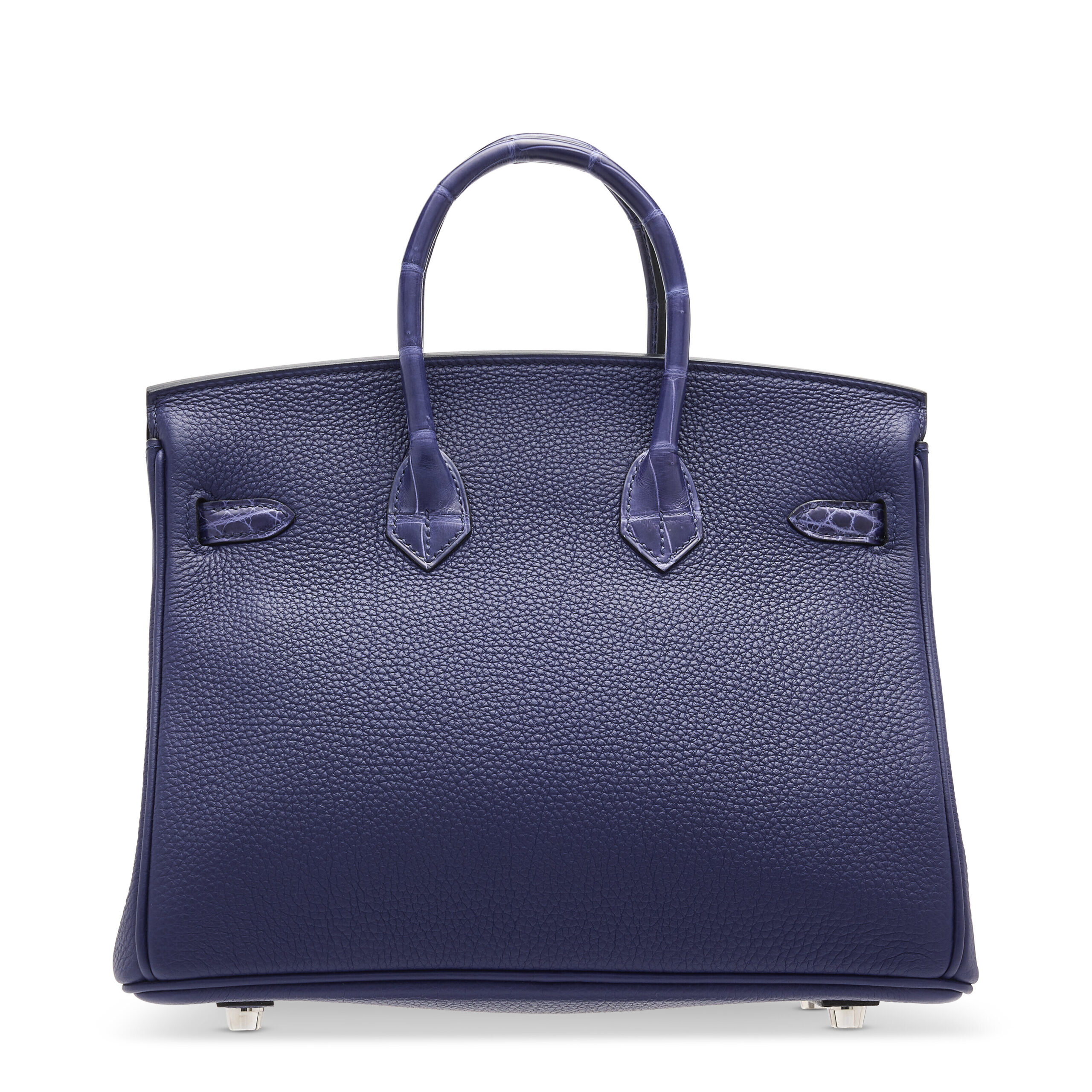 A LIMITED EDITION SHINY BLEU ENCRE NILOTICUS CROCODILE & TOGO LEATHER TOUCH BIRKIN 25 WITH PALLADIUM HARDWARE 4 A LIMITED EDITION SHINY BLEU ENCRE NILOTICUS CROCODILE & TOGO LEATHER TOUCH BIRKIN 25 WITH PALLADIUM HARDWARE - Image 4