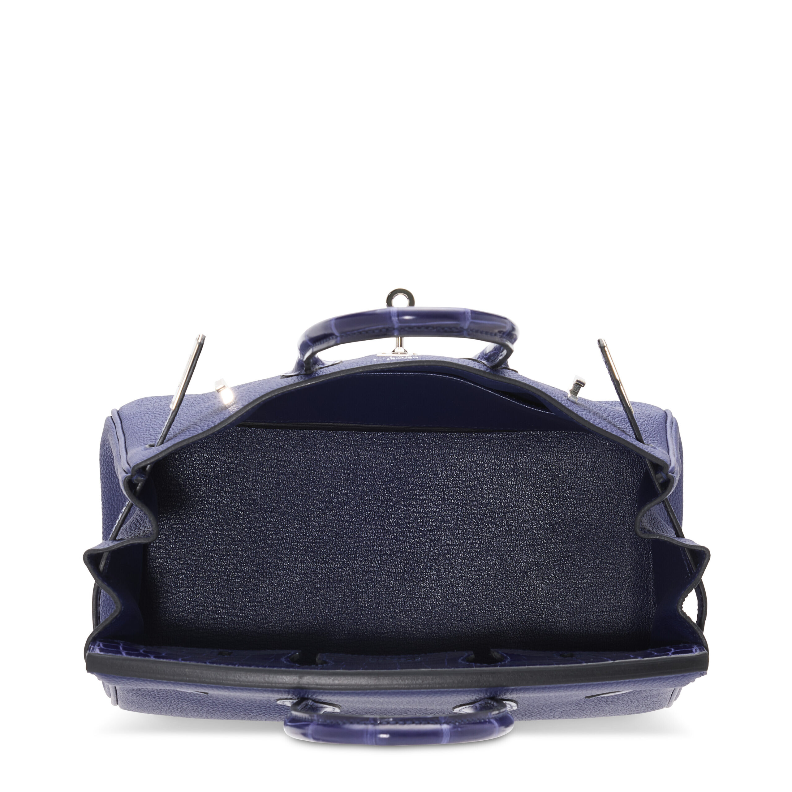 A LIMITED EDITION SHINY BLEU ENCRE NILOTICUS CROCODILE & TOGO LEATHER TOUCH BIRKIN 25 WITH PALLADIUM HARDWARE 6 A LIMITED EDITION SHINY BLEU ENCRE NILOTICUS CROCODILE & TOGO LEATHER TOUCH BIRKIN 25 WITH PALLADIUM HARDWARE - Image 6