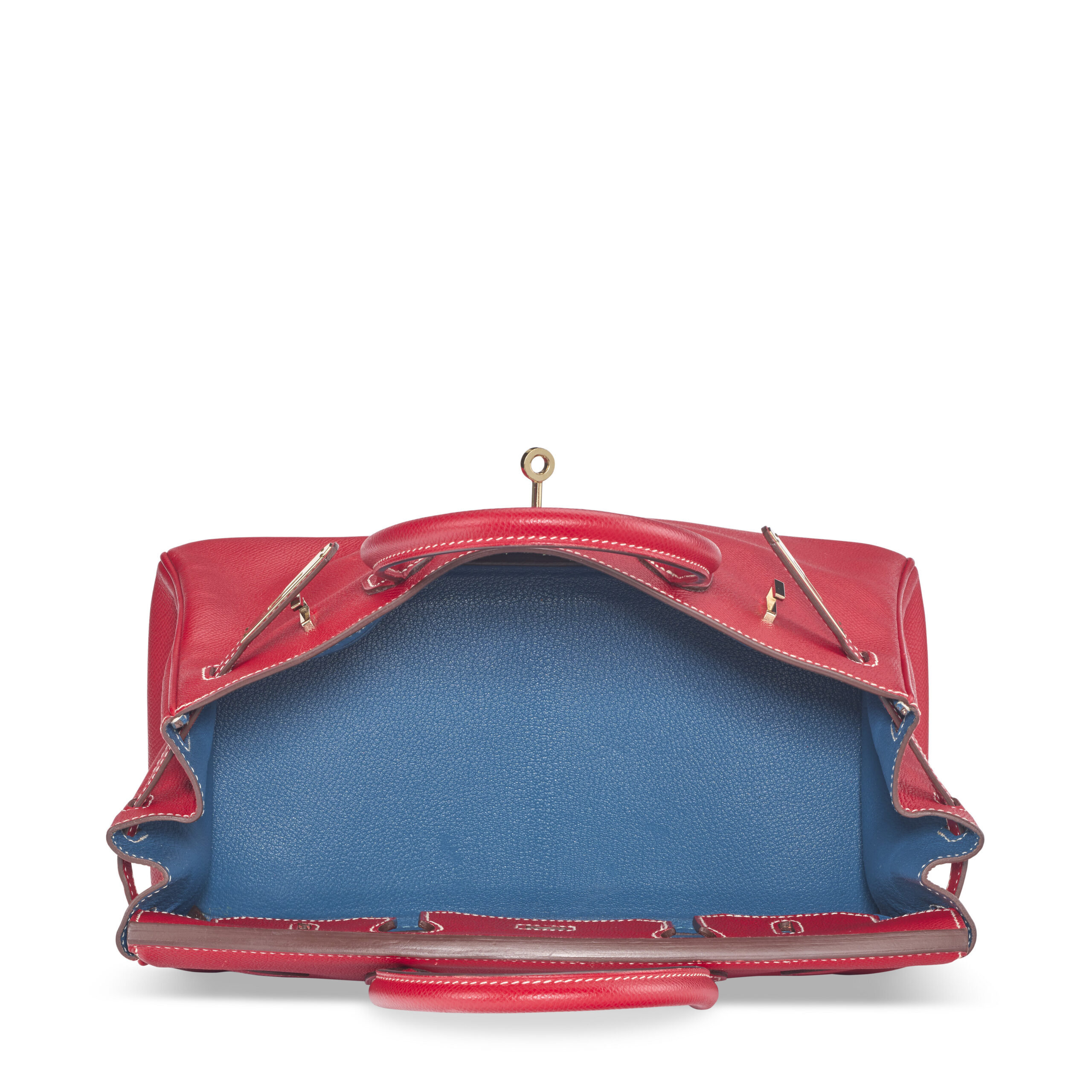 A LIMITED EDITION ROUGE CASAQUE EPSOM LEATHER & BLEU THALASSA CANDY BIRKIN 30 WITH PERMABRASS HARDWARE 5 A LIMITED EDITION ROUGE CASAQUE EPSOM LEATHER & BLEU THALASSA CANDY BIRKIN 30 WITH PERMABRASS HARDWARE - Image 5