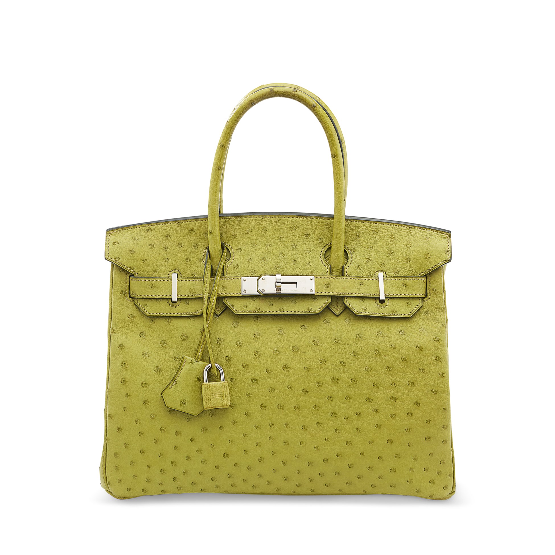 A VERT ANIS OSTRICH BIRKIN 30 WITH PALLADIUM HARDWARE 1 A VERT ANIS OSTRICH BIRKIN 30 WITH PALLADIUM HARDWARE