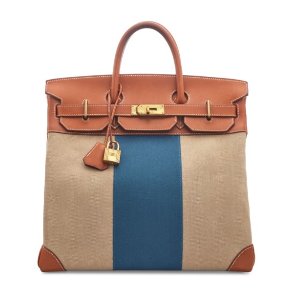 A LIMITED EDITION BARÉNIA, BLEU DE GALICE & FICELLE TOILE H FLAG HAC BIRKIN 40 WITH GOLD HARDWARE - Image 2