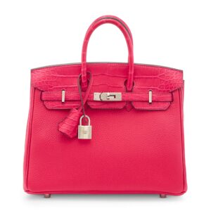 A LIMITED EDITION FRAMBOISE MATTE ALLIGATOR & TOGO LEATHER TOUCH BIRKIN 25 WITH PALLADIUM HARDWARE