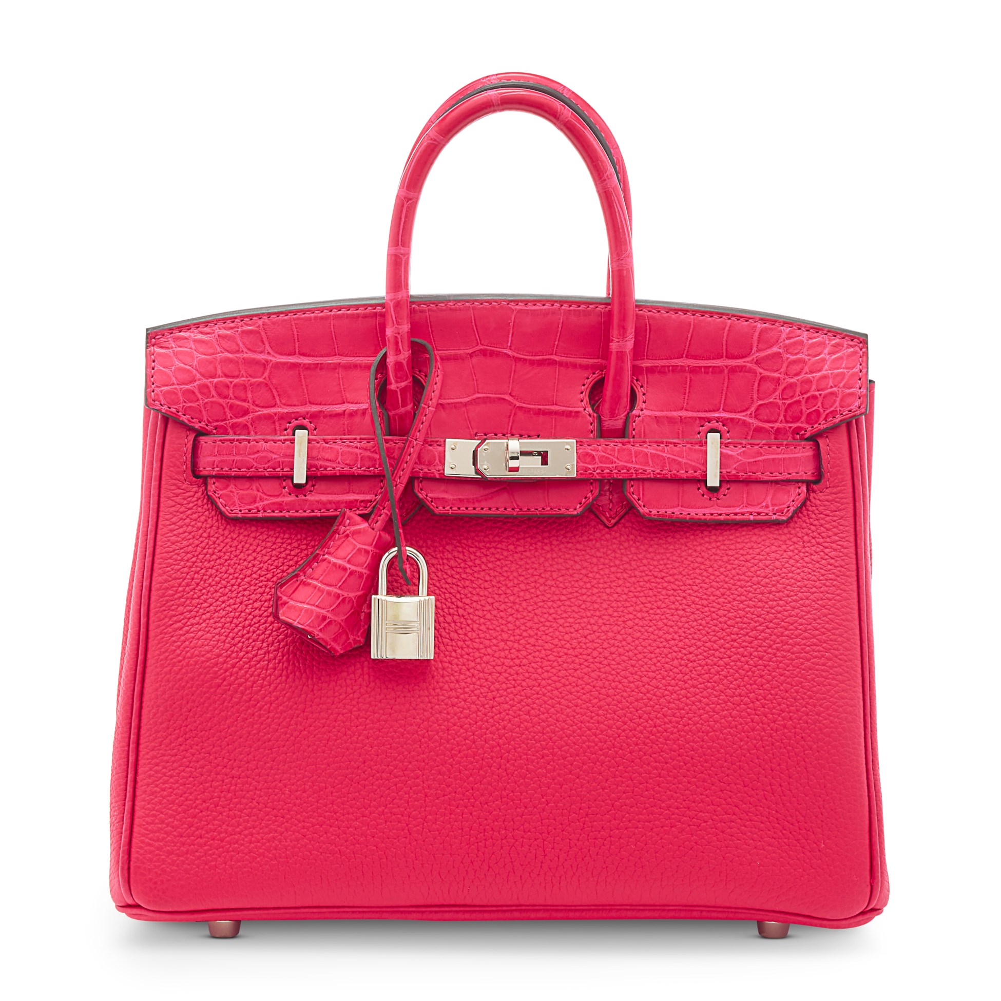 A LIMITED EDITION FRAMBOISE MATTE ALLIGATOR & TOGO LEATHER TOUCH BIRKIN 25 WITH PALLADIUM HARDWARE 1 A LIMITED EDITION FRAMBOISE MATTE ALLIGATOR & TOGO LEATHER TOUCH BIRKIN 25 WITH PALLADIUM HARDWARE