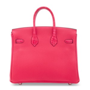 A LIMITED EDITION FRAMBOISE MATTE ALLIGATOR & TOGO LEATHER TOUCH BIRKIN 25 WITH PALLADIUM HARDWARE 3 A LIMITED EDITION FRAMBOISE MATTE ALLIGATOR & TOGO LEATHER TOUCH BIRKIN 25 WITH PALLADIUM HARDWARE - Image 3