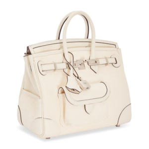 A LIMITED EDITION NATA TOILE GOËLAND & SWIFT LEATHER CARGO BIRKIN 25 WITH PALLADIUM HARDWARE 2 A LIMITED EDITION NATA TOILE GOËLAND & SWIFT LEATHER CARGO BIRKIN 25 WITH PALLADIUM HARDWARE - Image 2