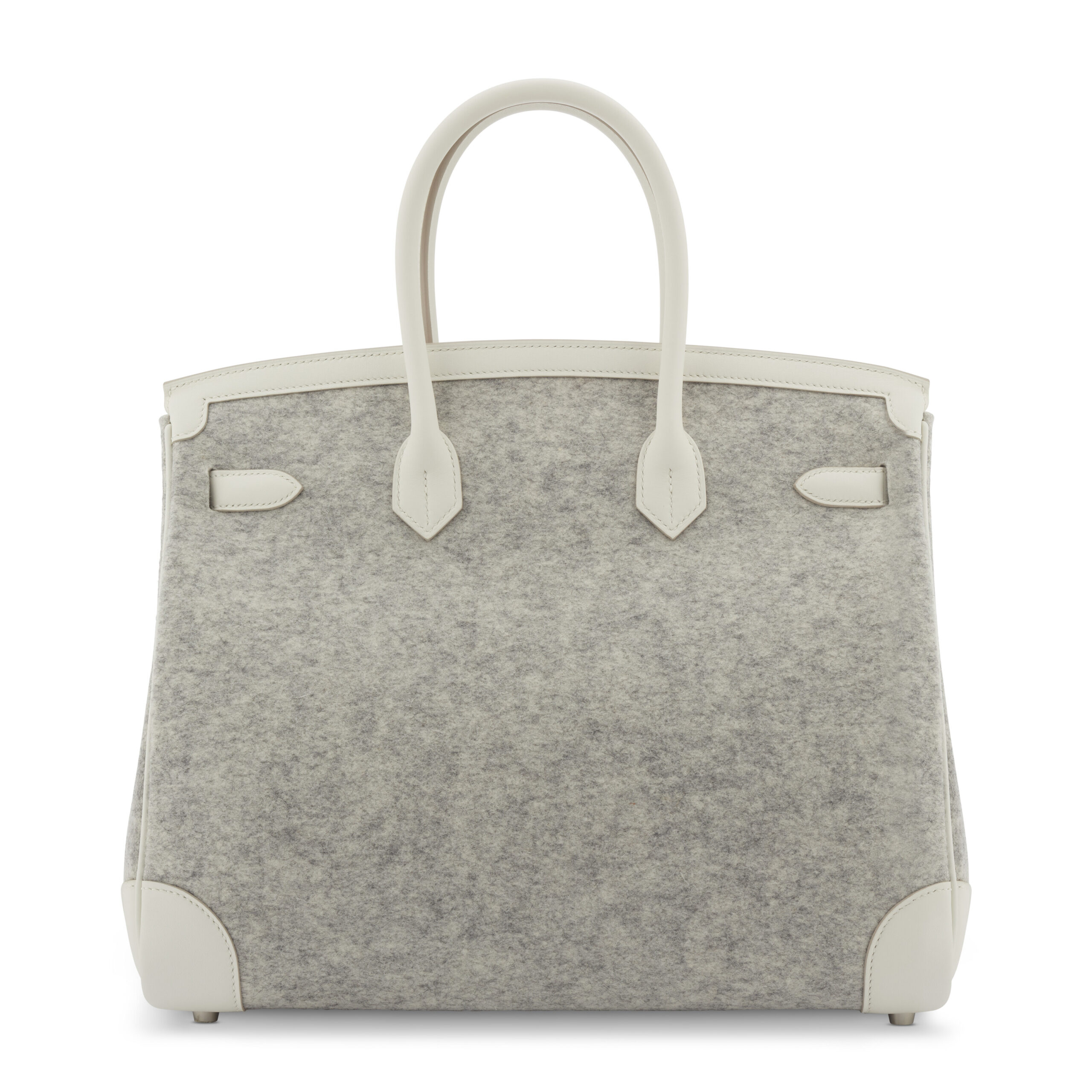 A LIMITED EDITION WHITE SWIFT LEATHER & GRIS CLAIR FEUTRE BIRKIN 35 WITH PALLADIUM HARDWARE 3 A LIMITED EDITION WHITE SWIFT LEATHER & GRIS CLAIR FEUTRE BIRKIN 35 WITH PALLADIUM HARDWARE - Image 3