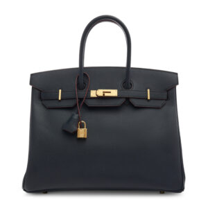 A LIMITED EDITION INDIGO & ROUGE H EPSOM LEATHER CONTOUR BIRKIN 35 WITH GOLD HARDWARE