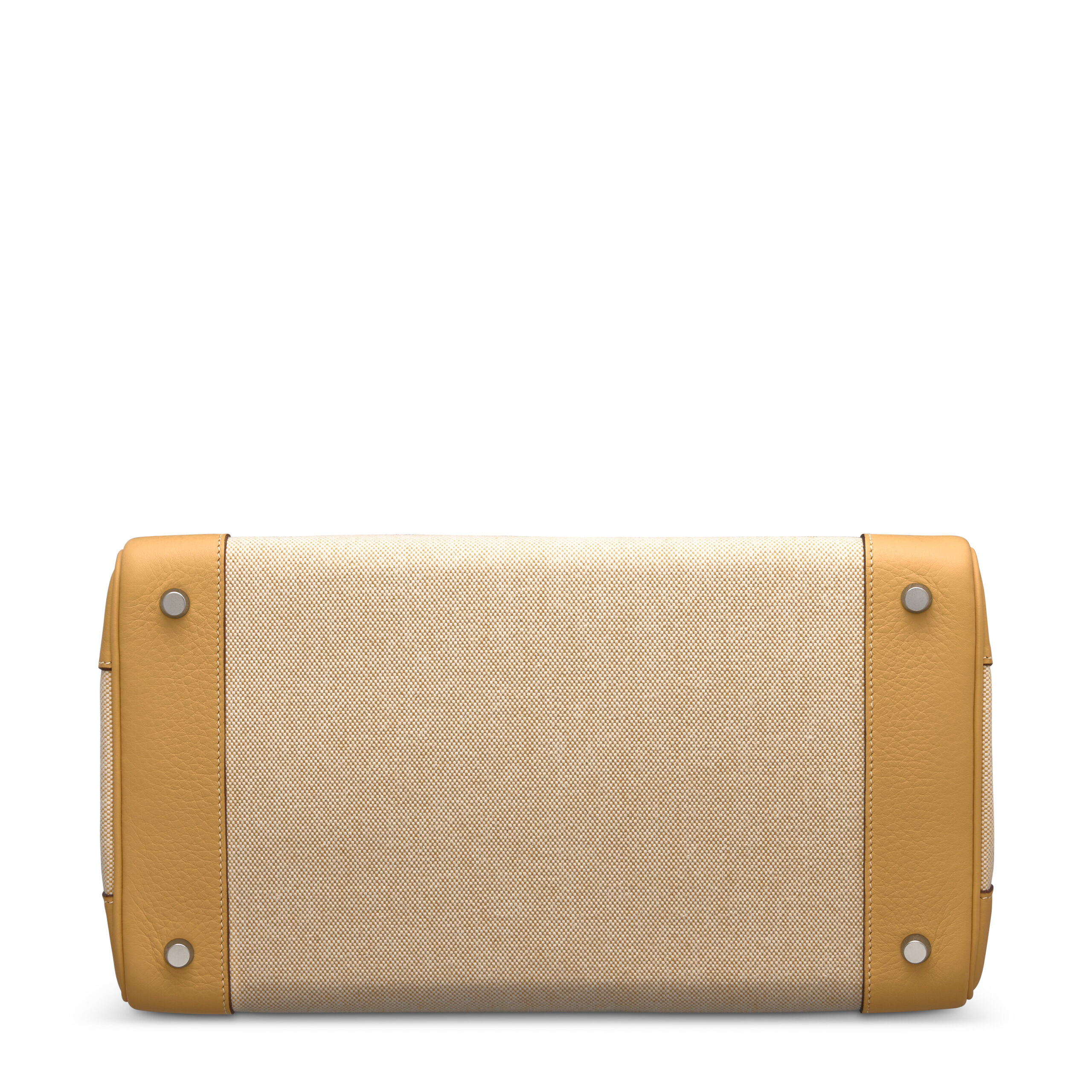 A LIMITED EDITION MOUTARDE CLÉMENCE LEATHER & CANVAS BIRKIN 35 WITH PALLADIUM HARDWARE - Image 4