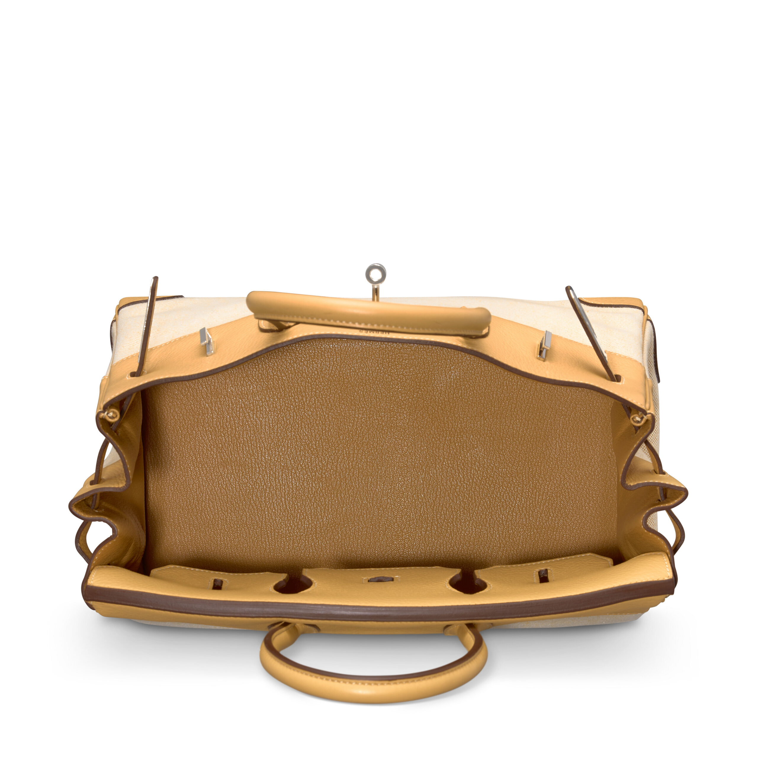 A LIMITED EDITION MOUTARDE CLÉMENCE LEATHER & CANVAS BIRKIN 35 WITH PALLADIUM HARDWARE - Image 5