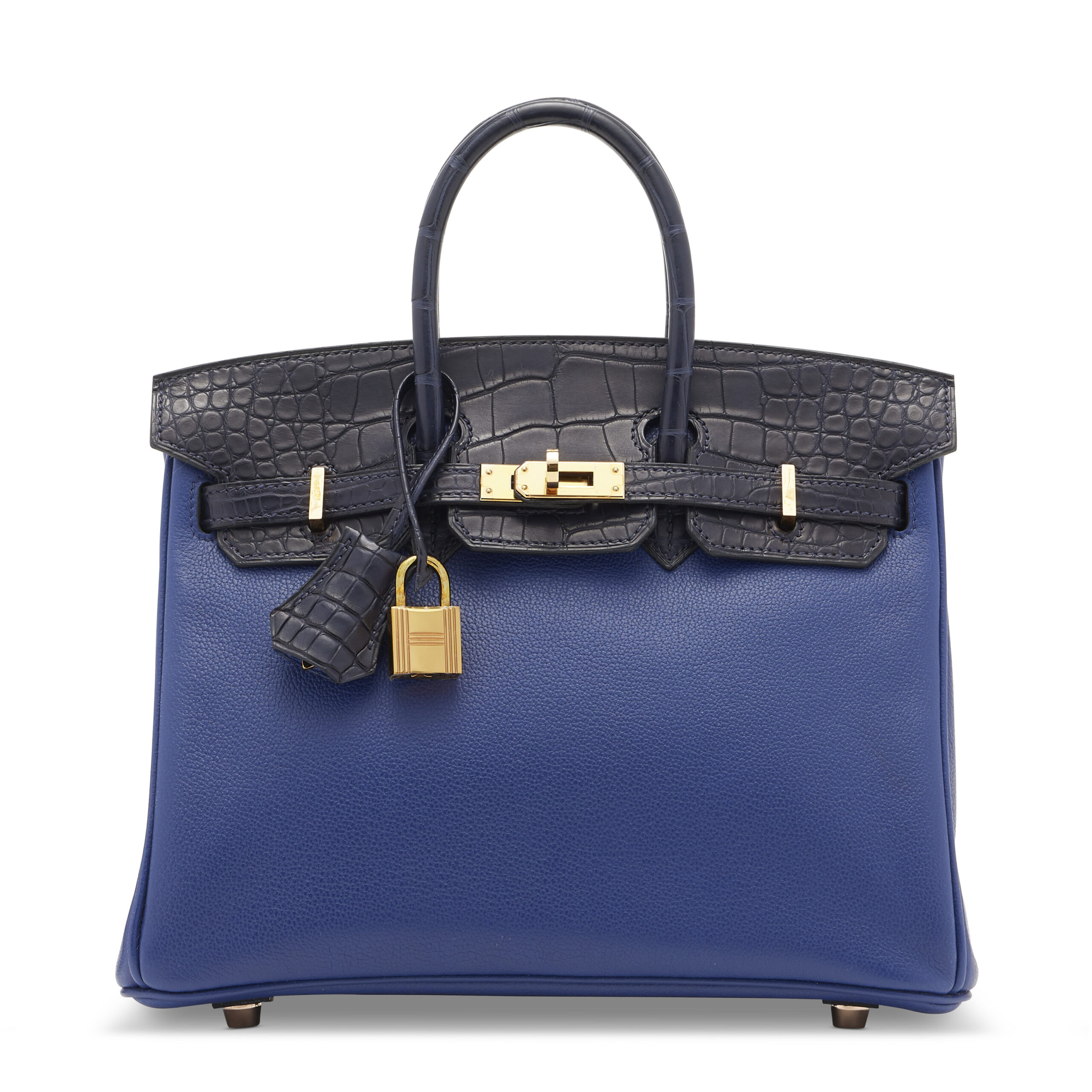 A LIMITED EDITION MATTE BLEU MARINE ALLIGATOR & BLEU SAPHIR NOVILLO LEATHER TOUCH BIRKIN 25 WITH ROSE GOLD HARDWARE 1 A LIMITED EDITION MATTE BLEU MARINE ALLIGATOR & BLEU SAPHIR NOVILLO LEATHER TOUCH BIRKIN 25 WITH ROSE GOLD HARDWARE