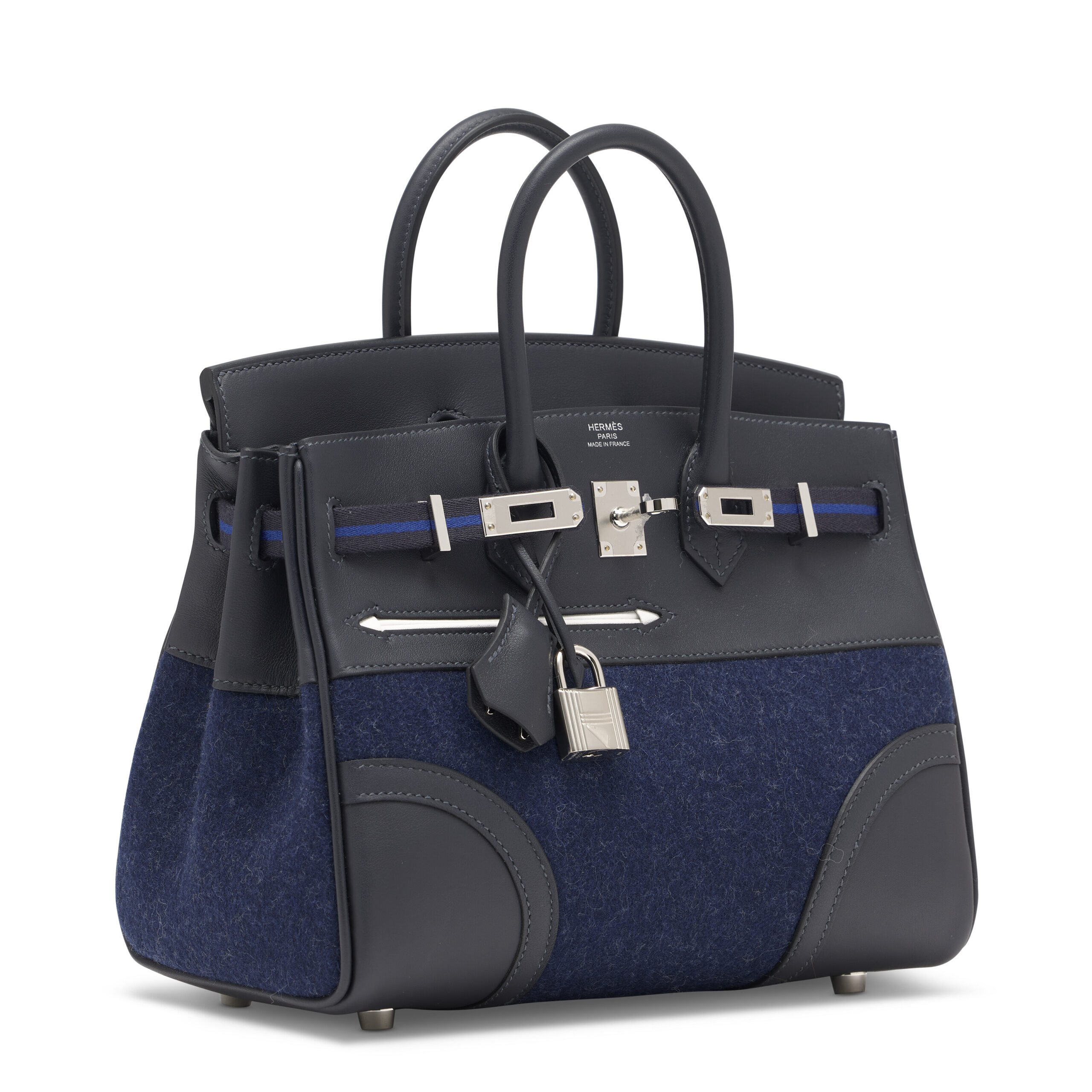 A LIMITED EDITION CABAN, BLEU NUIT SWIFT LEATHER & FEUTRE, NEW WHITE MILO LAMBSKIN GO TEAM BIRKIN 25 WITH PALLADIUM HARDWARE 2 A LIMITED EDITION CABAN, BLEU NUIT SWIFT LEATHER & FEUTRE, NEW WHITE MILO LAMBSKIN GO TEAM BIRKIN 25 WITH PALLADIUM HARDWARE - Image 2
