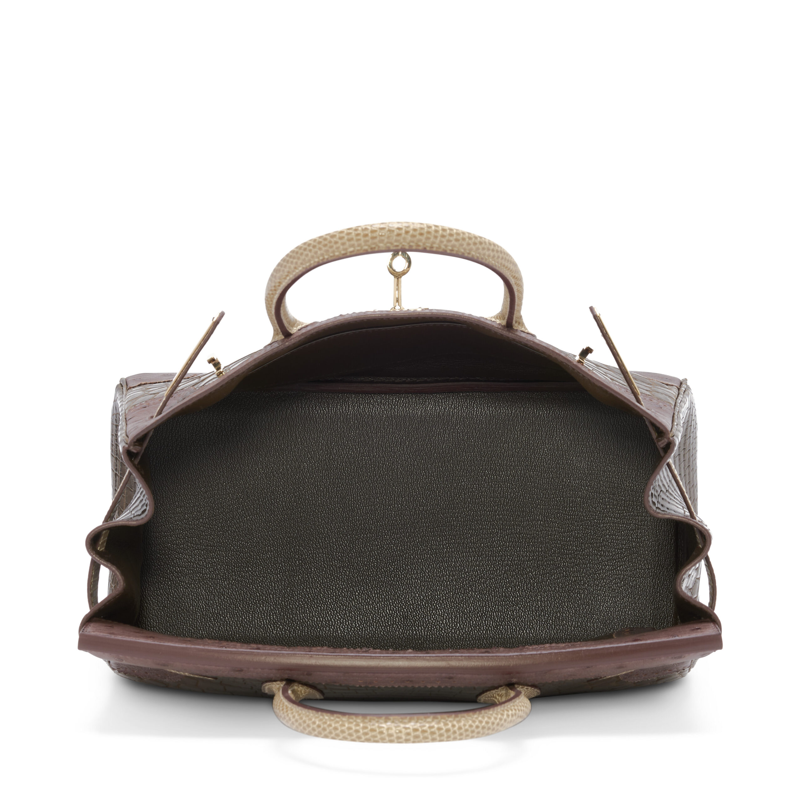 A LIMITED EDITION MATTE GRIS ÉLÉPHANT ALLIGATOR, FICELLE LIZARD & MARRON FONCÉ OSTRICH GRAND MARIAGE GHILLIES BIRKIN 30 WITH PERMABRASS HARDWARE - Image 3