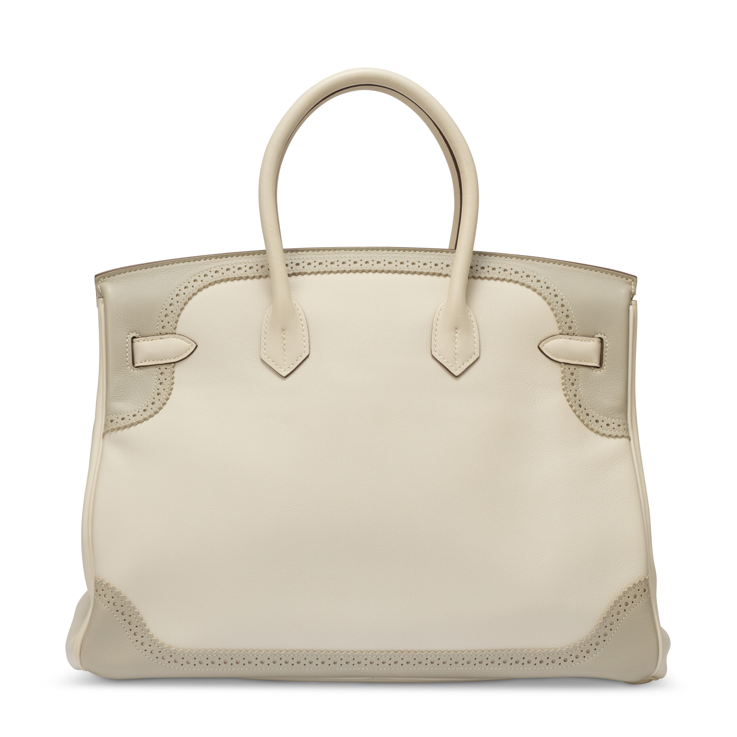 A LIMITED EDITION WHITE & GRIS PERLE SWIFT LEATHER GHILLIES BIRKIN 35 WITH PALLADIUM HARDWARE 9 A LIMITED EDITION WHITE & GRIS PERLE SWIFT LEATHER GHILLIES BIRKIN 35 WITH PALLADIUM HARDWARE - Image 9
