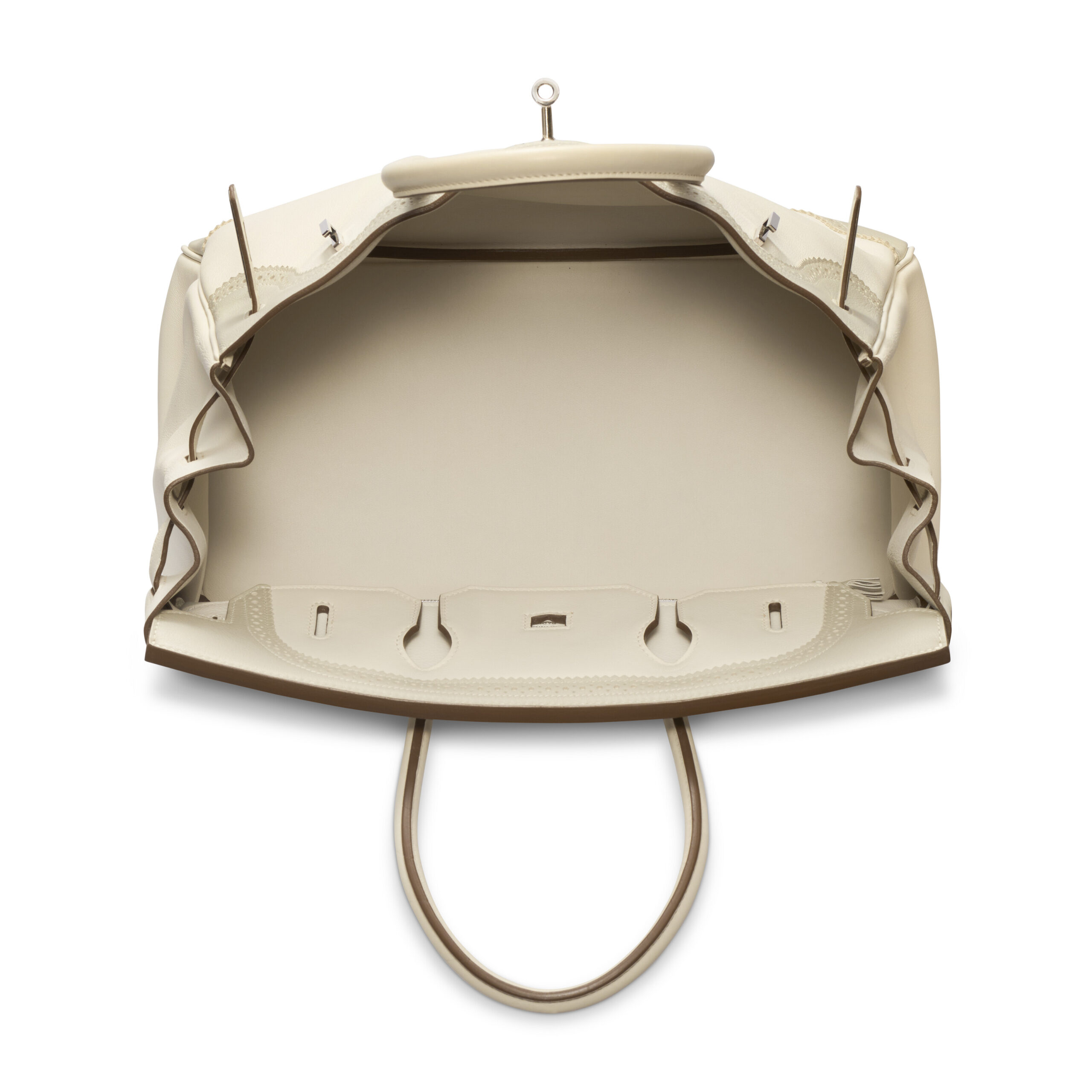 A LIMITED EDITION WHITE & GRIS PERLE SWIFT LEATHER GHILLIES BIRKIN 35 WITH PALLADIUM HARDWARE 11 A LIMITED EDITION WHITE & GRIS PERLE SWIFT LEATHER GHILLIES BIRKIN 35 WITH PALLADIUM HARDWARE - Image 11