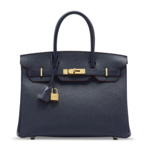 A LIMITED EDITION BLEU INDIGO & ROUGE H EPSOM LEATHER CONTOUR BIRKIN 30 WITH GOLD HARDWARE
