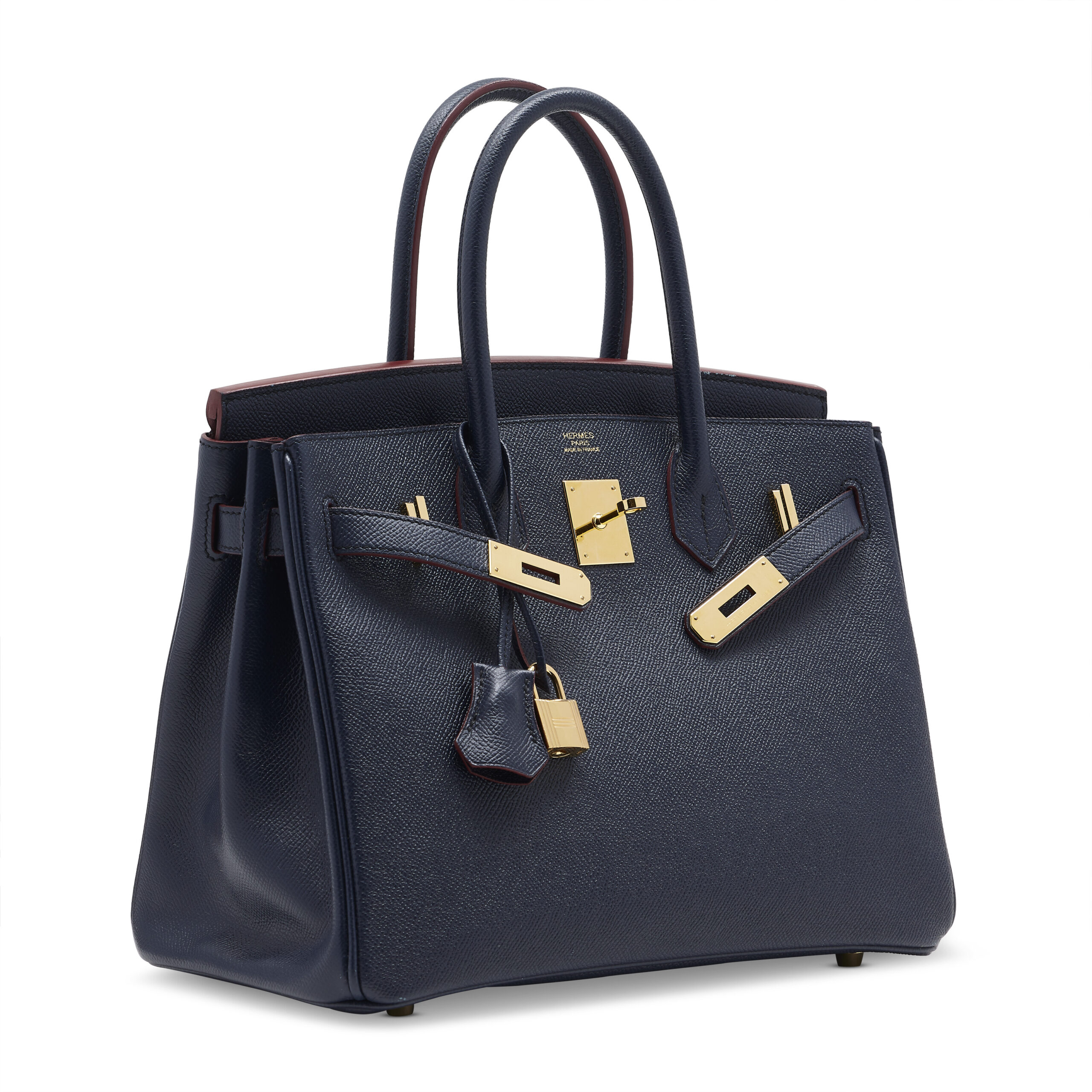 A LIMITED EDITION BLEU INDIGO & ROUGE H EPSOM LEATHER CONTOUR BIRKIN 30 WITH GOLD HARDWARE 3 A LIMITED EDITION BLEU INDIGO & ROUGE H EPSOM LEATHER CONTOUR BIRKIN 30 WITH GOLD HARDWARE - Image 3
