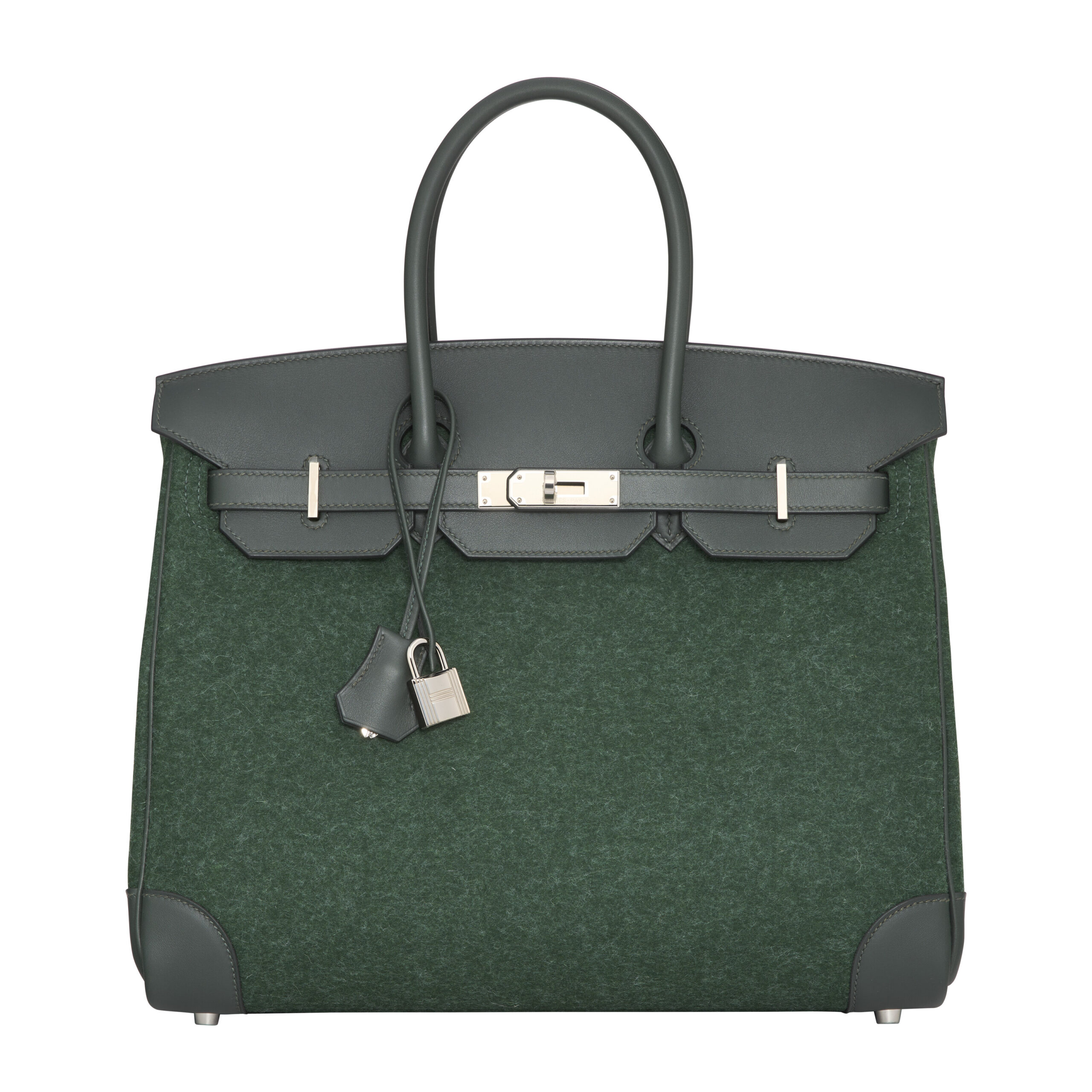 A LIMITED EDITION VERT CYPRESS SWIFT LEATHER & VERT ANGLAIS FEUTRE WOOL BIRKIN 35 WITH PALLADIUM HARDWARE - Image 3