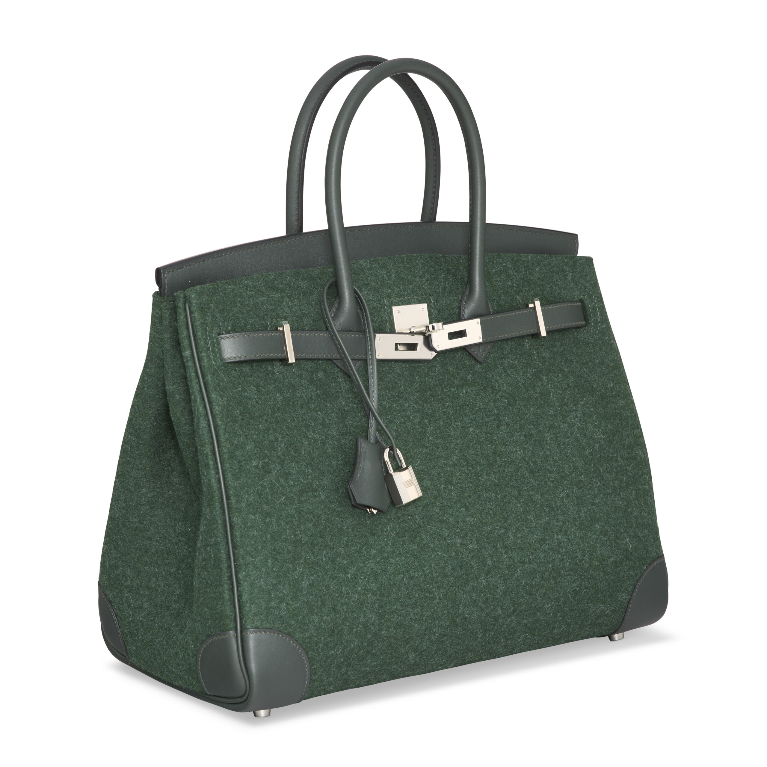 A LIMITED EDITION VERT CYPRESS SWIFT LEATHER & VERT ANGLAIS FEUTRE WOOL BIRKIN 35 WITH PALLADIUM HARDWARE - Image 5