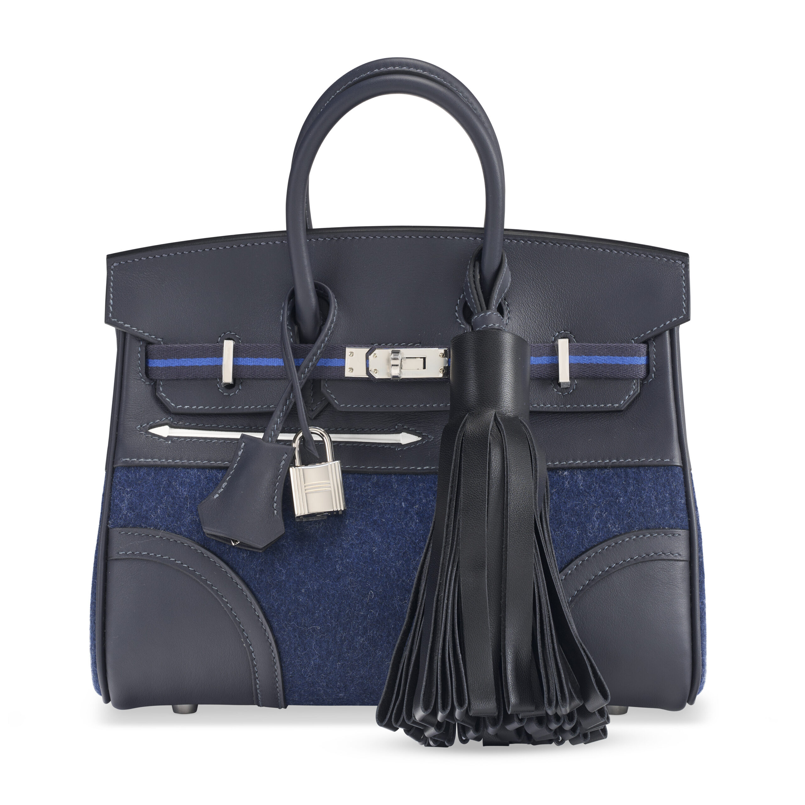 A LIMITED EDITION CABAN BLEU NUIT SWIFT LEATHER FEUTRE, NEW WHITE MILO LAMBSKIN GO TEAM BIRKIN 25 WITH PALLADIUM HARDWARE 2 A LIMITED EDITION CABAN BLEU NUIT SWIFT LEATHER FEUTRE, NEW WHITE MILO LAMBSKIN GO TEAM BIRKIN 25 WITH PALLADIUM HARDWARE - Image 2