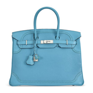 A LIMITED EDITION TURQUOISE TOGO & SWIFT LEATHER GHILLIES BIRKIN 35 WITH PALLADIUM HARDWARE