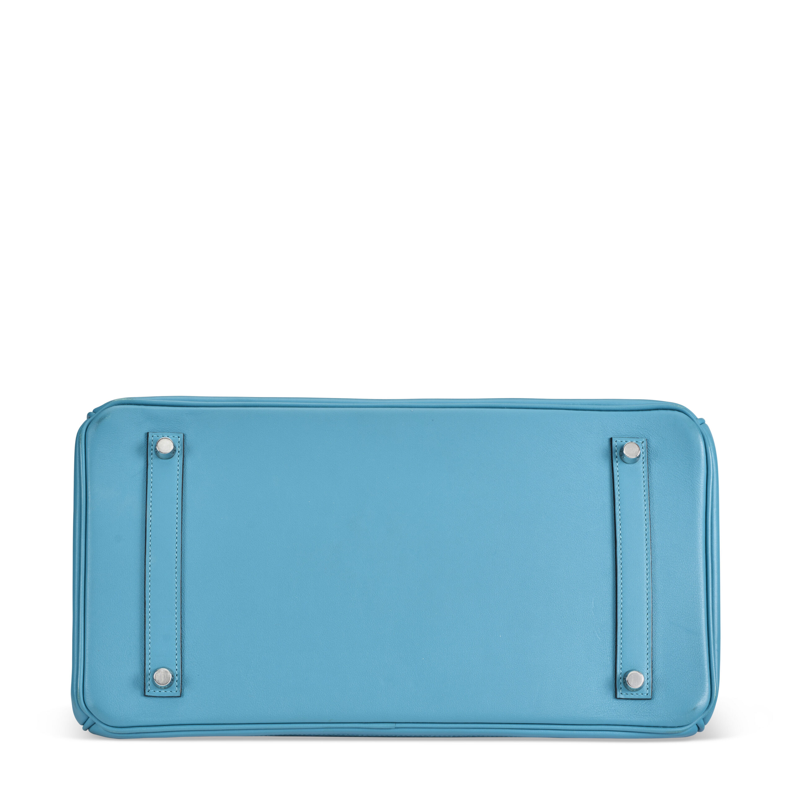 A LIMITED EDITION TURQUOISE TOGO & SWIFT LEATHER GHILLIES BIRKIN 35 WITH PALLADIUM HARDWARE 5 A LIMITED EDITION TURQUOISE TOGO & SWIFT LEATHER GHILLIES BIRKIN 35 WITH PALLADIUM HARDWARE - Image 5