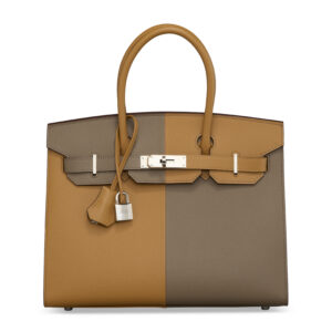A LIMITED EDITION SESAME, ÉTOUPE & BLEU INDIGO EPSOM LEATHER SELLIER CASAQUE BIRKIN 30 WITH PALLADIUM HARDWARE