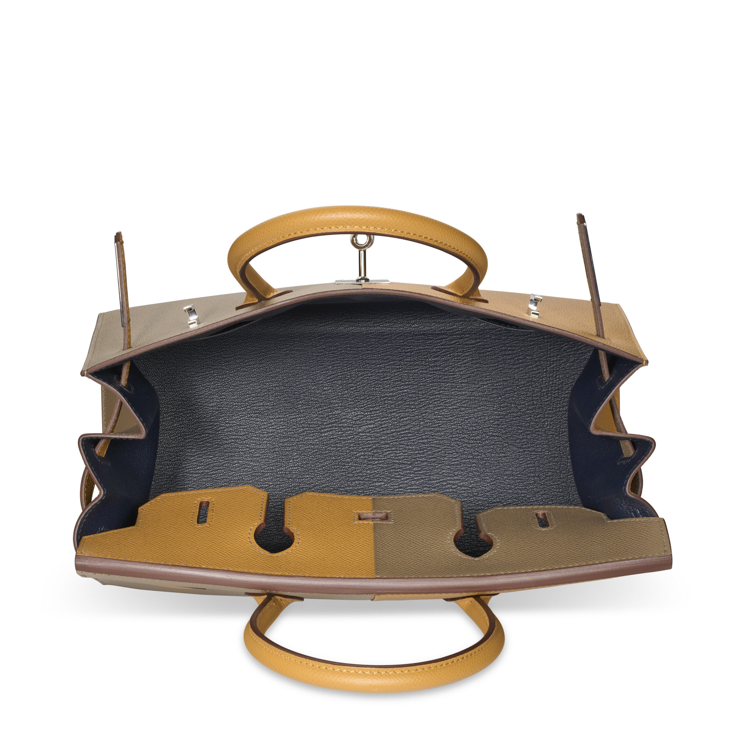 A LIMITED EDITION SESAME, ÉTOUPE & BLEU INDIGO EPSOM LEATHER SELLIER CASAQUE BIRKIN 30 WITH PALLADIUM HARDWARE 4 A LIMITED EDITION SESAME, ÉTOUPE & BLEU INDIGO EPSOM LEATHER SELLIER CASAQUE BIRKIN 30 WITH PALLADIUM HARDWARE - Image 4