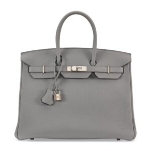 A LIMITED EDITION GRIS MOUETTE & BLEU AGATE TOGO LEATHER BIRKIN 35 WITH PALLADIUM HARDWARE