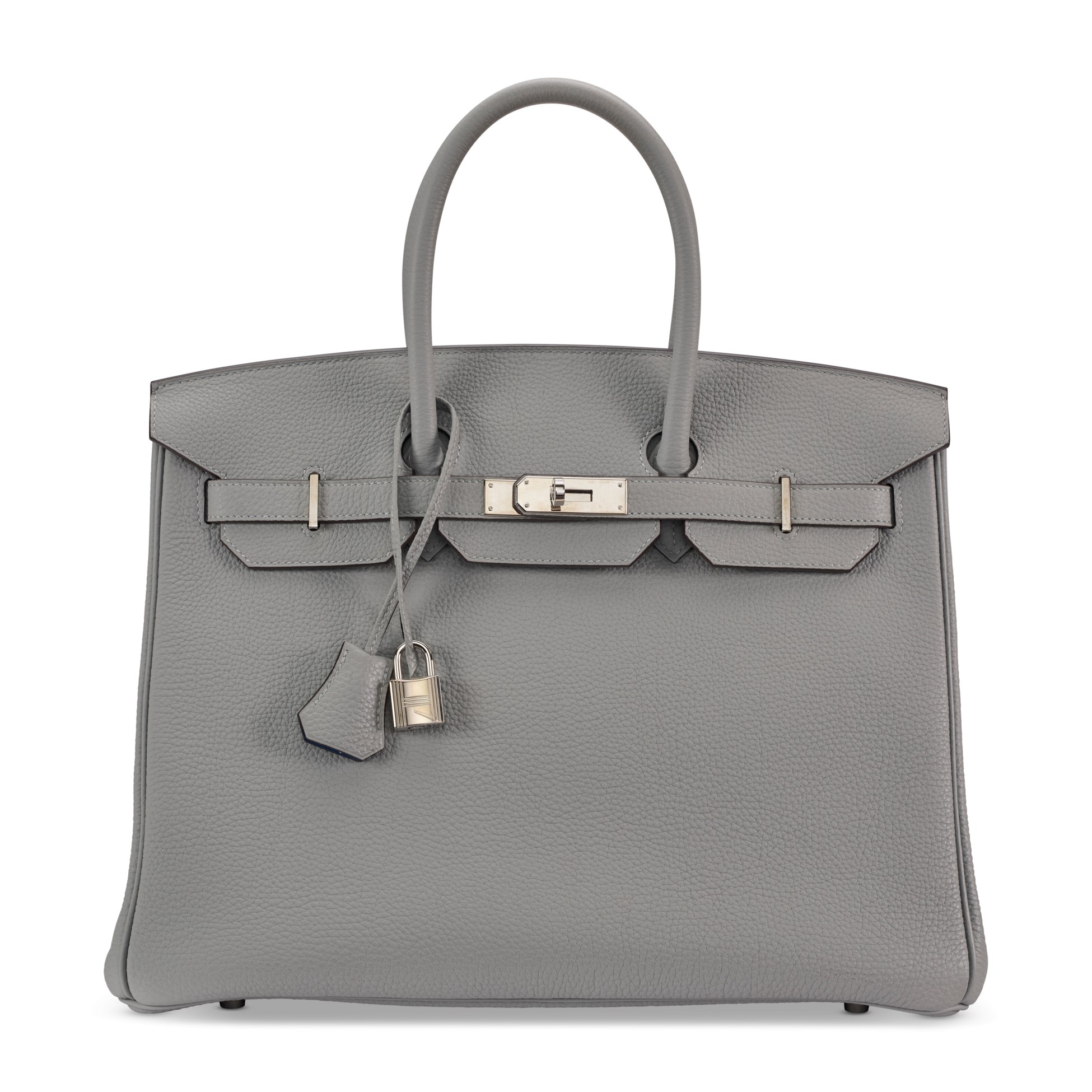 A LIMITED EDITION GRIS MOUETTE & BLEU AGATE TOGO LEATHER BIRKIN 35 WITH PALLADIUM HARDWARE 1 A LIMITED EDITION GRIS MOUETTE & BLEU AGATE TOGO LEATHER BIRKIN 35 WITH PALLADIUM HARDWARE