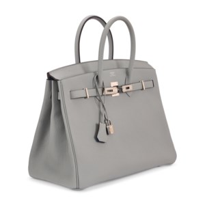 A LIMITED EDITION GRIS MOUETTE & BLEU AGATE TOGO LEATHER BIRKIN 35 WITH PALLADIUM HARDWARE 2 A LIMITED EDITION GRIS MOUETTE & BLEU AGATE TOGO LEATHER BIRKIN 35 WITH PALLADIUM HARDWARE - Image 2