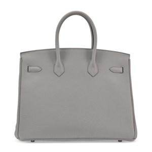 A LIMITED EDITION GRIS MOUETTE & BLEU AGATE TOGO LEATHER BIRKIN 35 WITH PALLADIUM HARDWARE 3 A LIMITED EDITION GRIS MOUETTE & BLEU AGATE TOGO LEATHER BIRKIN 35 WITH PALLADIUM HARDWARE - Image 3