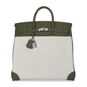 A LIMITED EDITION VERT VERONESE TOGO LEATHER & ECRU TOILE CANVAS HAC BIRKIN 40 WITH PALLADIUM HARDWARE
