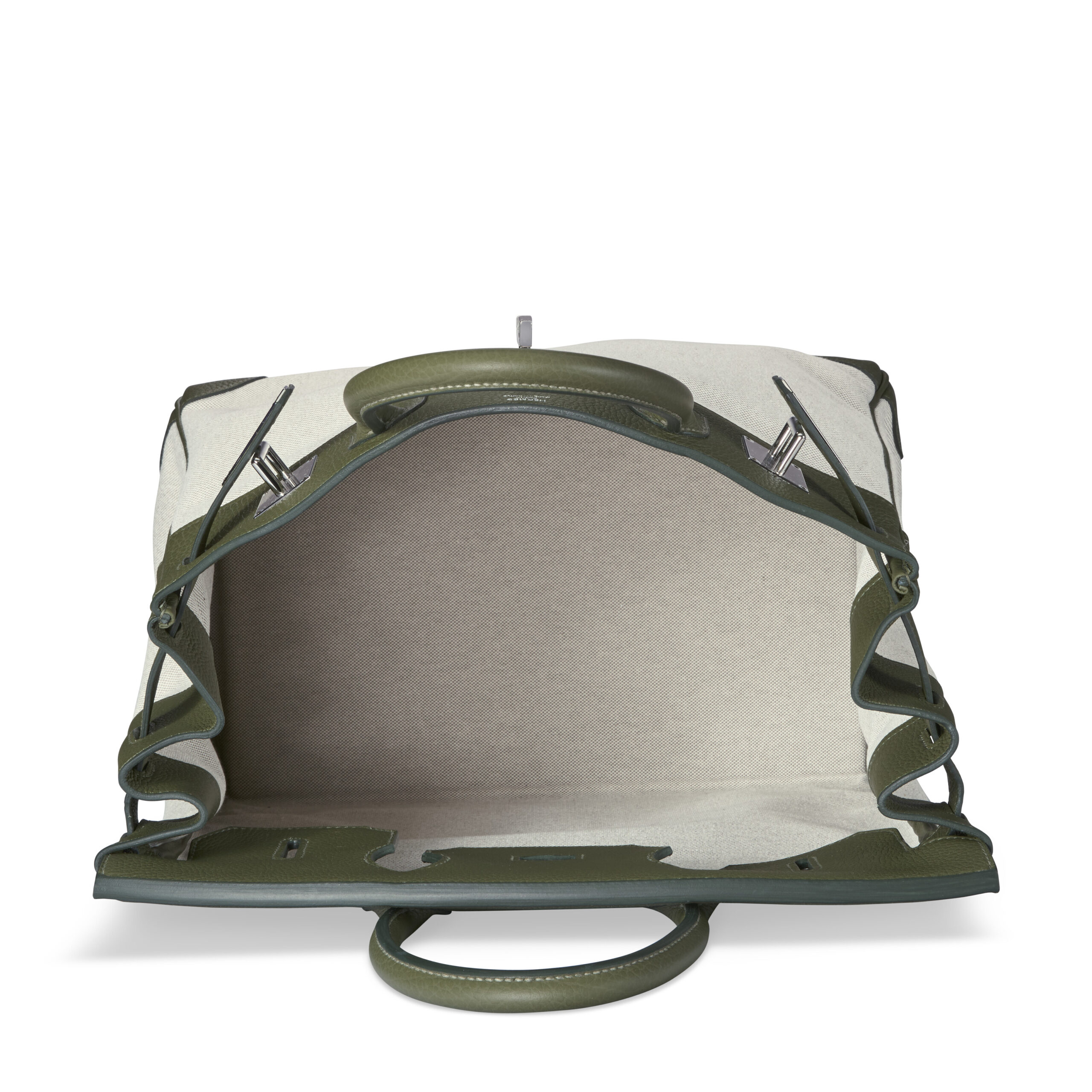 A LIMITED EDITION VERT VERONESE TOGO LEATHER & ECRU TOILE CANVAS HAC BIRKIN 40 WITH PALLADIUM HARDWARE - Image 4