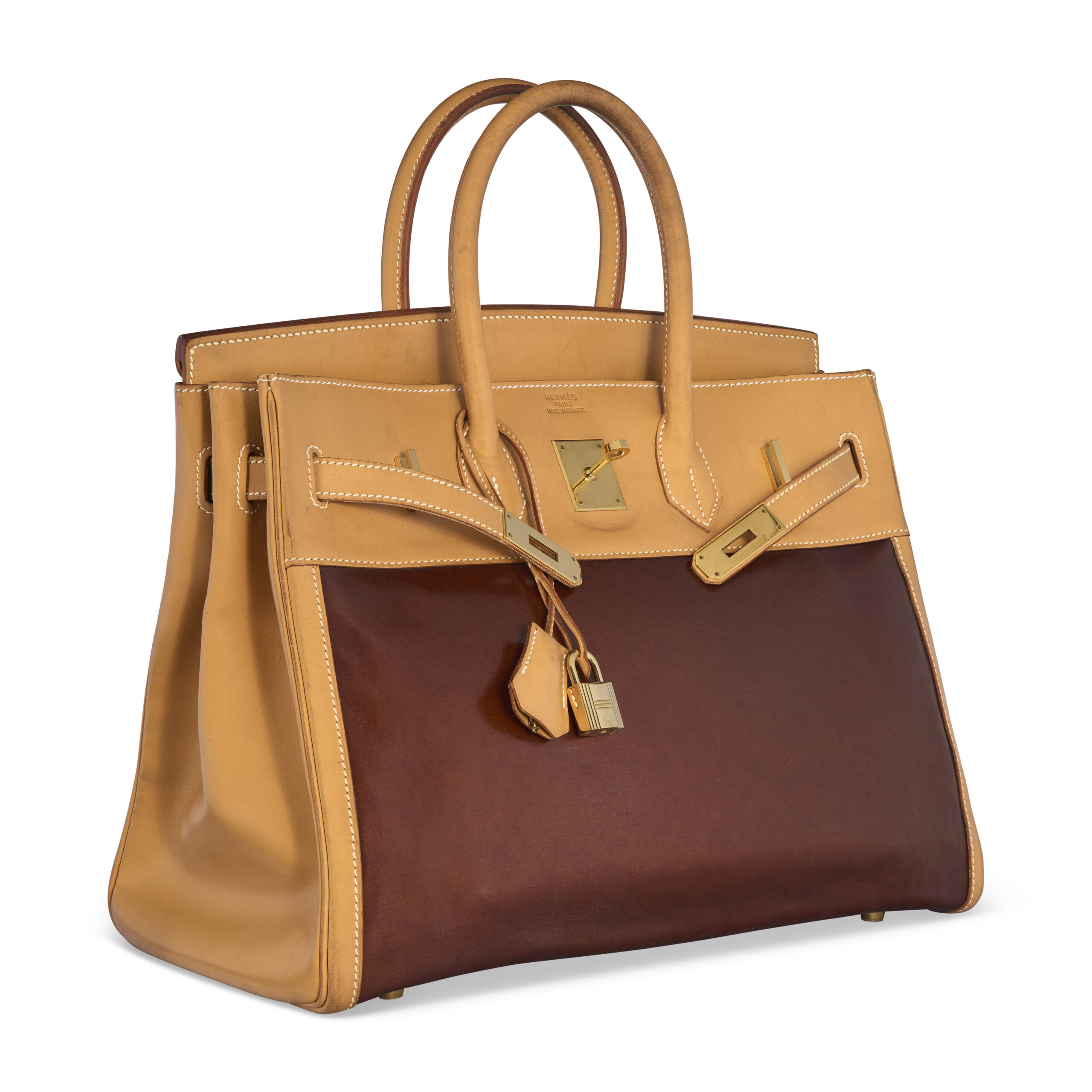 A LIMITED EDITION VACHE NATURELLE LEATHER & AMAZONIA RUBBER BIRKIN 35 WITH GOLD HARDWARE 3 A LIMITED EDITION VACHE NATURELLE LEATHER & AMAZONIA RUBBER BIRKIN 35 WITH GOLD HARDWARE - Image 3