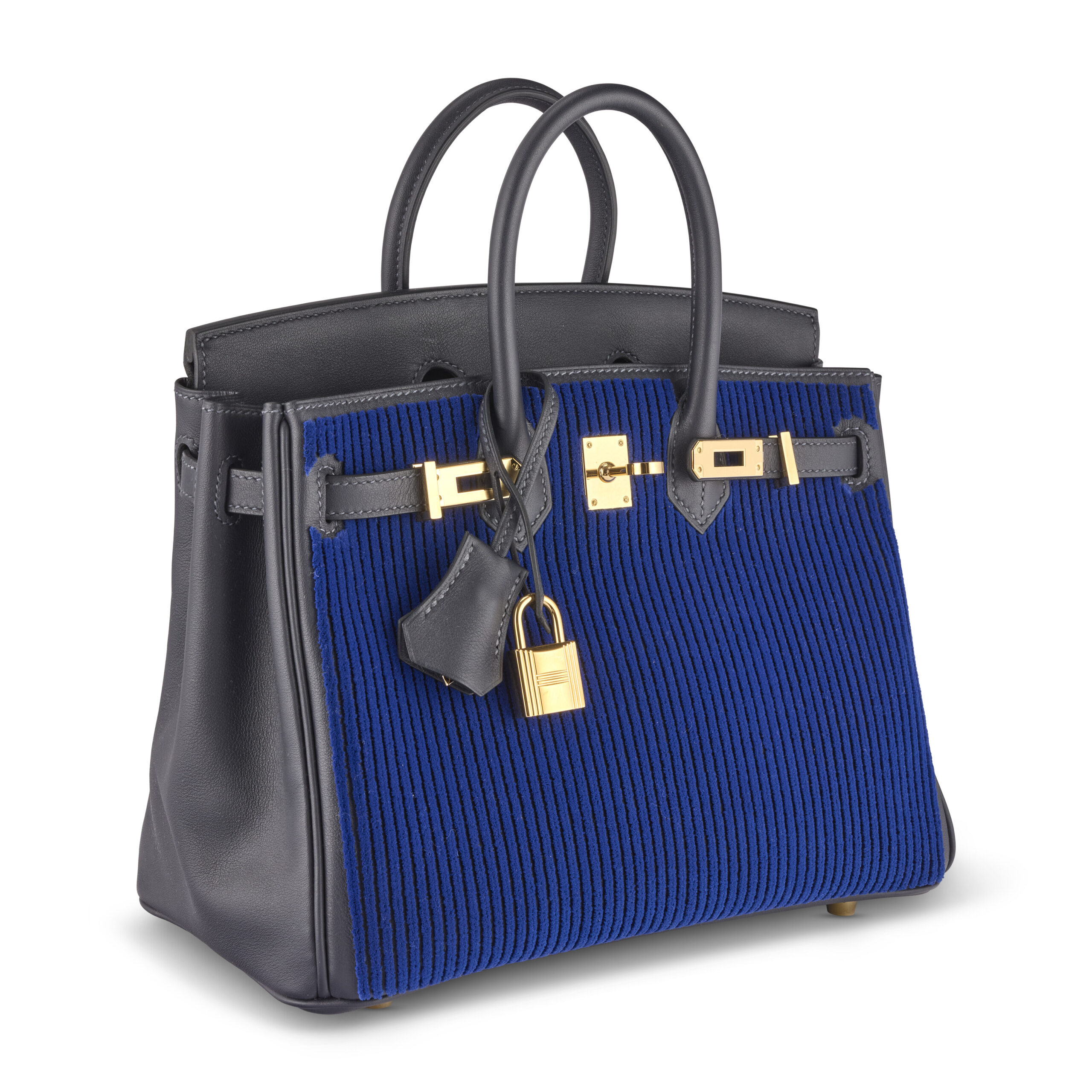 A LIMITED EDITION CABAN SWIFT LEATHER & BLEU SAPHIR TUFFETAGE CÔTE À CÔTE BIRKIN 25 WITH PERMABRASS HARDWARE 3 A LIMITED EDITION CABAN SWIFT LEATHER & BLEU SAPHIR TUFFETAGE CÔTE À CÔTE BIRKIN 25 WITH PERMABRASS HARDWARE - Image 3
