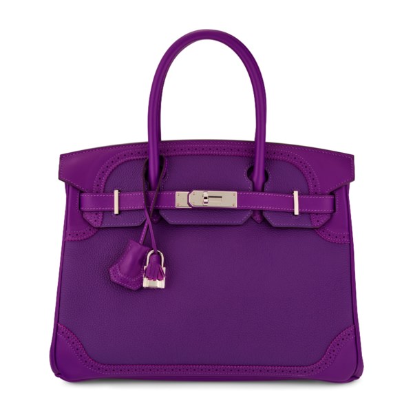 A LIMITED EDITION ANÉMONE SWIFT & TOGO LEATHERS GHILLIES BIRKIN 30 WITH PALLADIUM HARDWARE 2 A LIMITED EDITION ANÉMONE SWIFT & TOGO LEATHERS GHILLIES BIRKIN 30 WITH PALLADIUM HARDWARE - Image 2