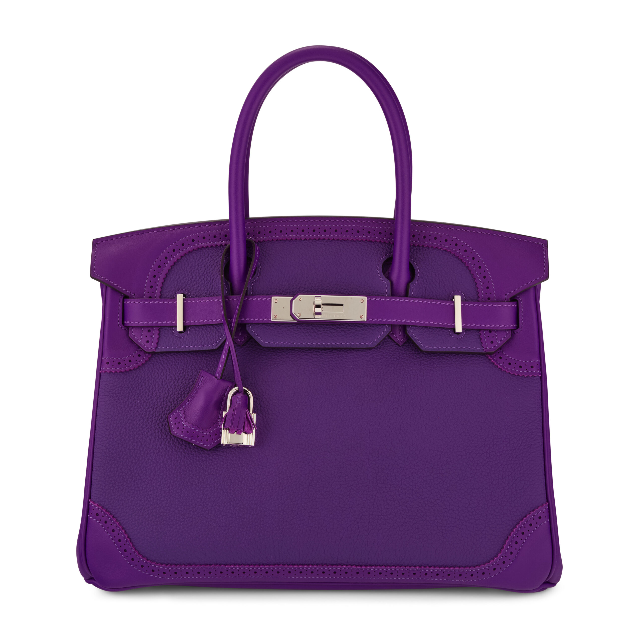 A LIMITED EDITION ANÉMONE SWIFT & TOGO LEATHERS GHILLIES BIRKIN 30 WITH PALLADIUM HARDWARE 7 A LIMITED EDITION ANÉMONE SWIFT & TOGO LEATHERS GHILLIES BIRKIN 30 WITH PALLADIUM HARDWARE - Image 7