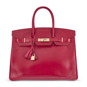 A LIMITED EDITION RUBIS TADELAKT LEATHER GHILLIES BIRKIN 35 WITH PERMABRASS HARDWARE
