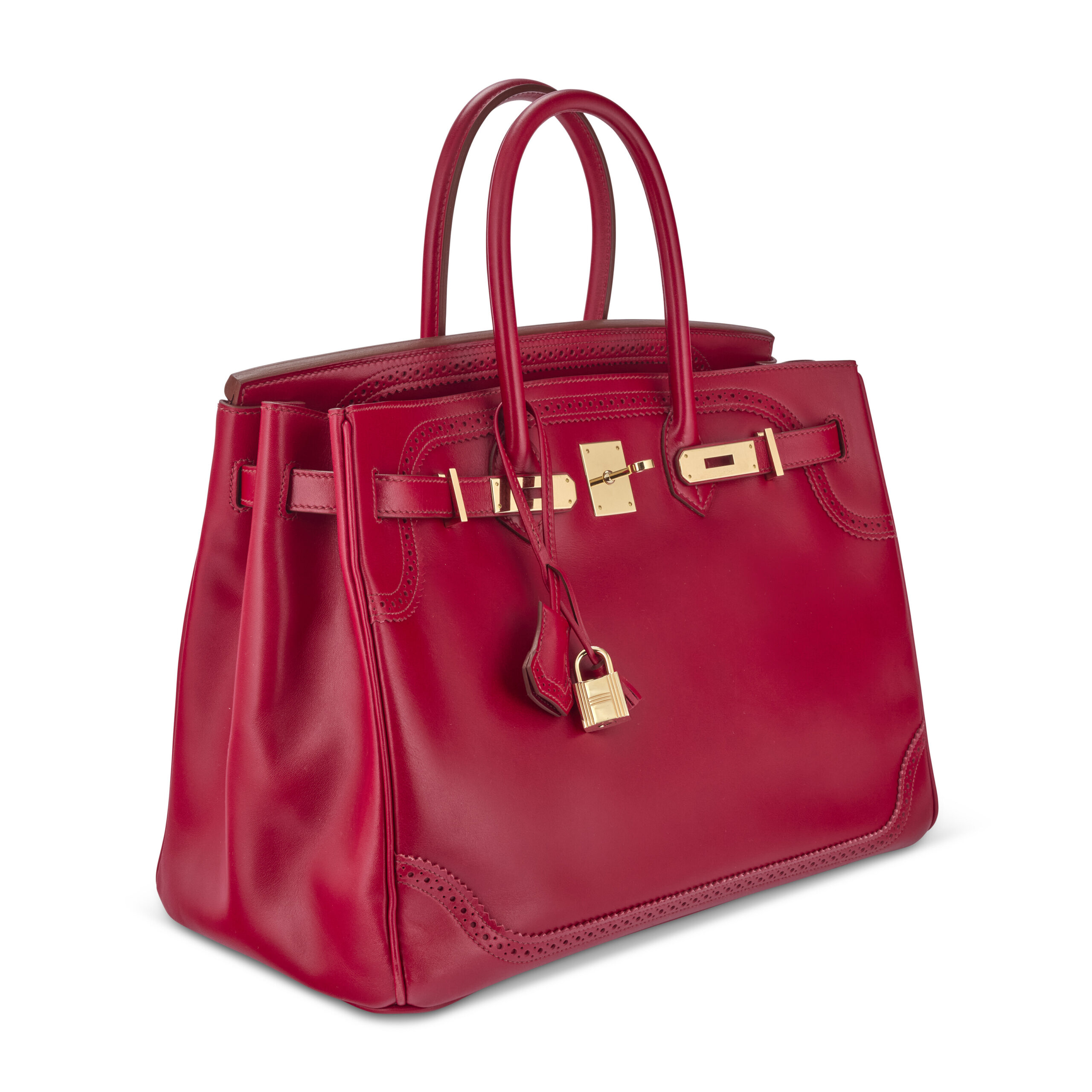 A LIMITED EDITION RUBIS TADELAKT LEATHER GHILLIES BIRKIN 35 WITH PERMABRASS HARDWARE 5 A LIMITED EDITION RUBIS TADELAKT LEATHER GHILLIES BIRKIN 35 WITH PERMABRASS HARDWARE - Image 5