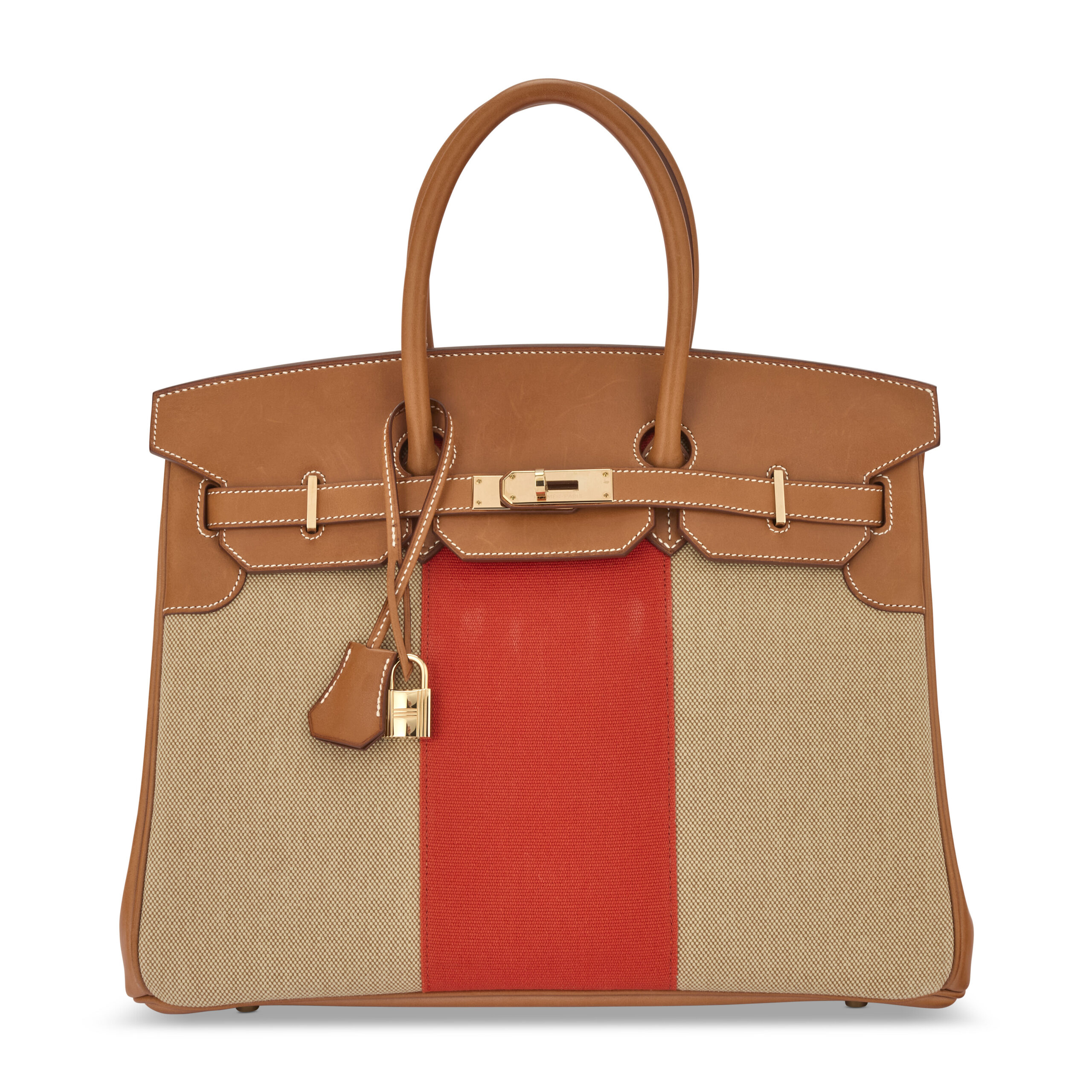 A LIMITED EDITION FAUVE BARÉNIA LEATHER & PAPRIKA AND FICELLE TOILE FLAG BIRKIN 35 WITH PERMABRASS HARDWARE 1 A LIMITED EDITION FAUVE BARÉNIA LEATHER & PAPRIKA AND FICELLE TOILE FLAG BIRKIN 35 WITH PERMABRASS HARDWARE