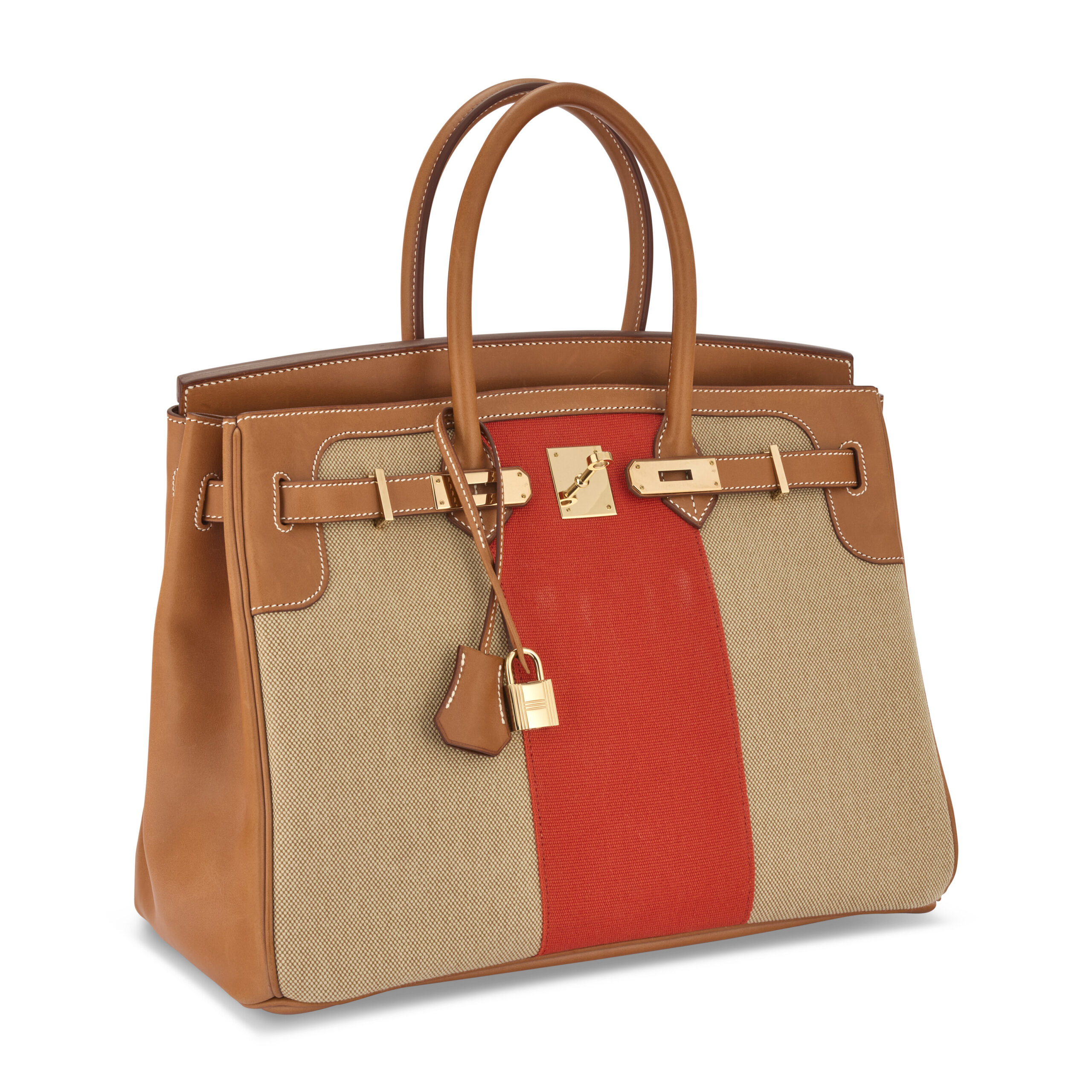 A LIMITED EDITION FAUVE BARÉNIA LEATHER & PAPRIKA AND FICELLE TOILE FLAG BIRKIN 35 WITH PERMABRASS HARDWARE 3 A LIMITED EDITION FAUVE BARÉNIA LEATHER & PAPRIKA AND FICELLE TOILE FLAG BIRKIN 35 WITH PERMABRASS HARDWARE - Image 3