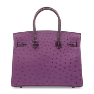 A LIMITED EDITION SHINY CASSIS ALLIGATOR & VIOLINE OSTRICH TOUCH BIRKIN 30 WITH PALLADIUM HARDWARE - Image 3