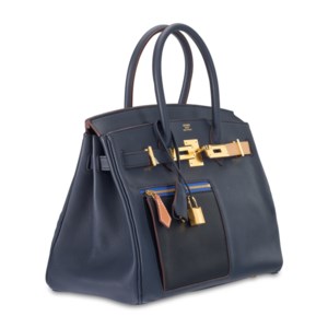 A LIMITED EDITION BLEU, NOIR, CHAI, ETOUPE & GOLD SWIFT LEATHER COLORMATIC BIRKIN 30 WITH GOLD HARDWARE 2 A LIMITED EDITION BLEU, NOIR, CHAI, ETOUPE & GOLD SWIFT LEATHER COLORMATIC BIRKIN 30 WITH GOLD HARDWARE - Image 2