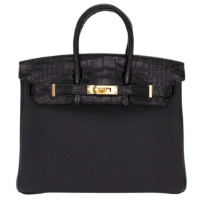 Hermès 25cm Birkin Touch Black Matte Alligator/Togo Leather Gold Hardware