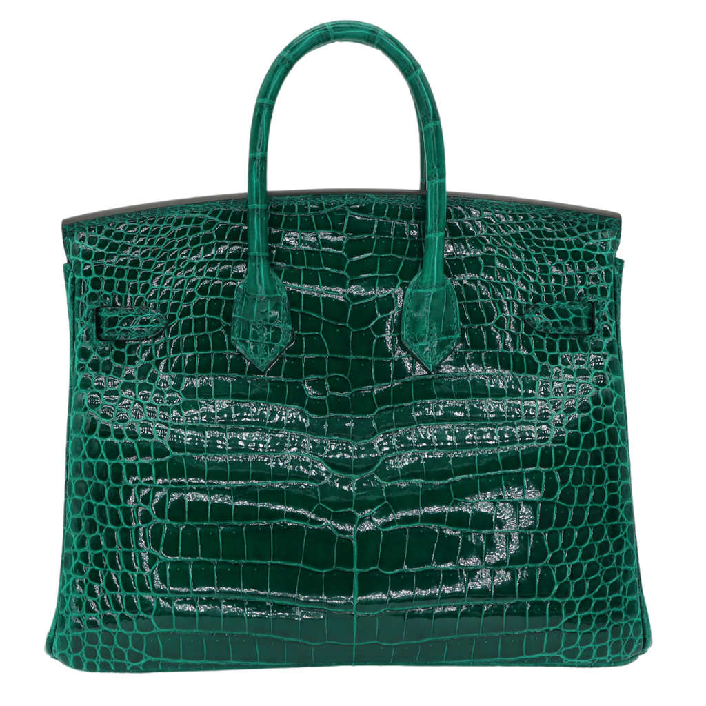 Hermès 25cm Birkin Vert Emeraude Shiny Porosus Crocodile Palladium Hardware 3 Hermès 25cm Birkin Vert Emeraude Shiny Porosus Crocodile Palladium Hardware - Image 3